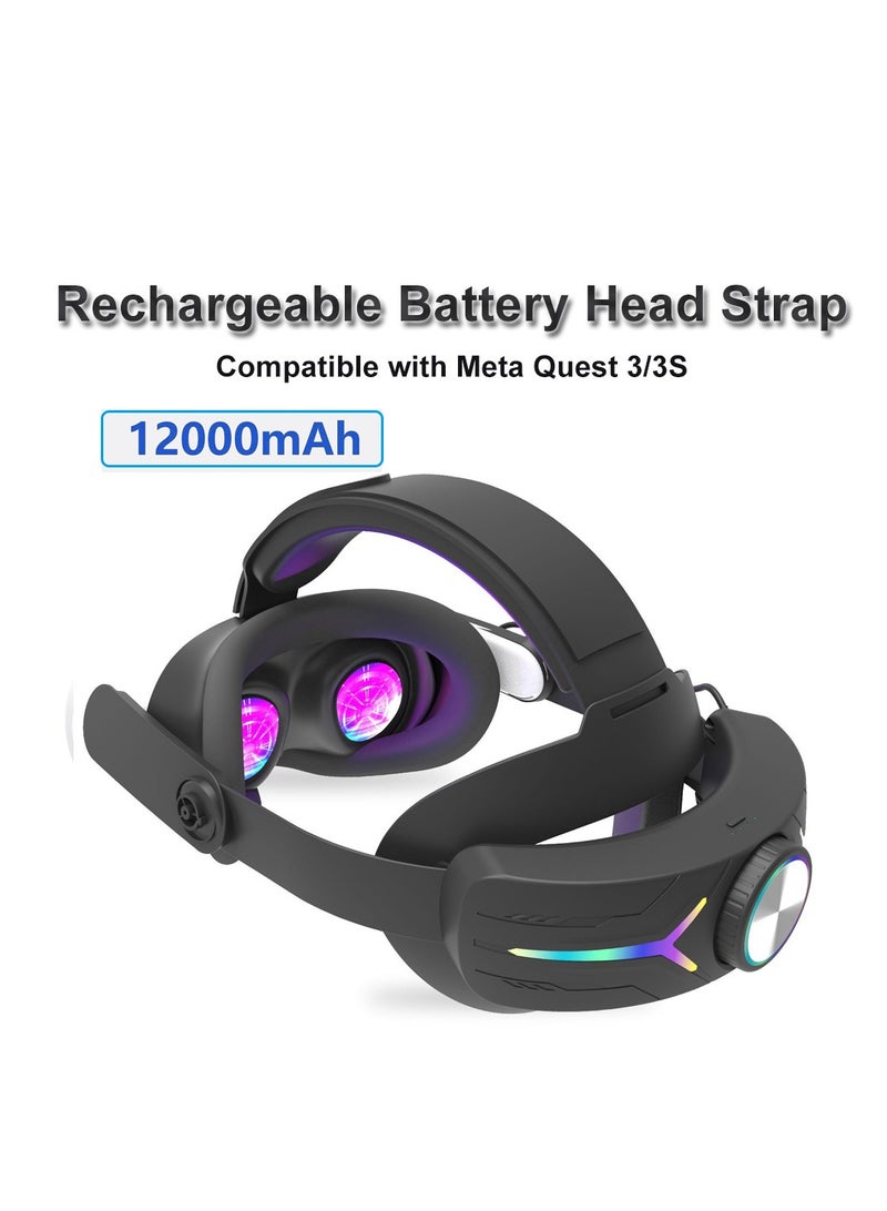 حزام رأس مع بطارية سعة 12000 مللي أمبير لملحقات Meta Quest 3/3s VR - Image 2