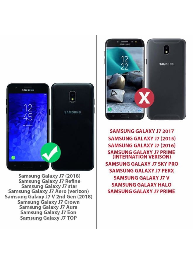 TJ's Phone Case Samsung Galaxy J7 2018/J7 Refine/J7 Star/J7 Eon/J7 TOP/J7 Aero/J7 Crown/J7 Aura/J7 V 2nd Gen, [Full Coverage Tempered Glass Screen Protector][Metal Ring][Magnetic Support] - Image 2