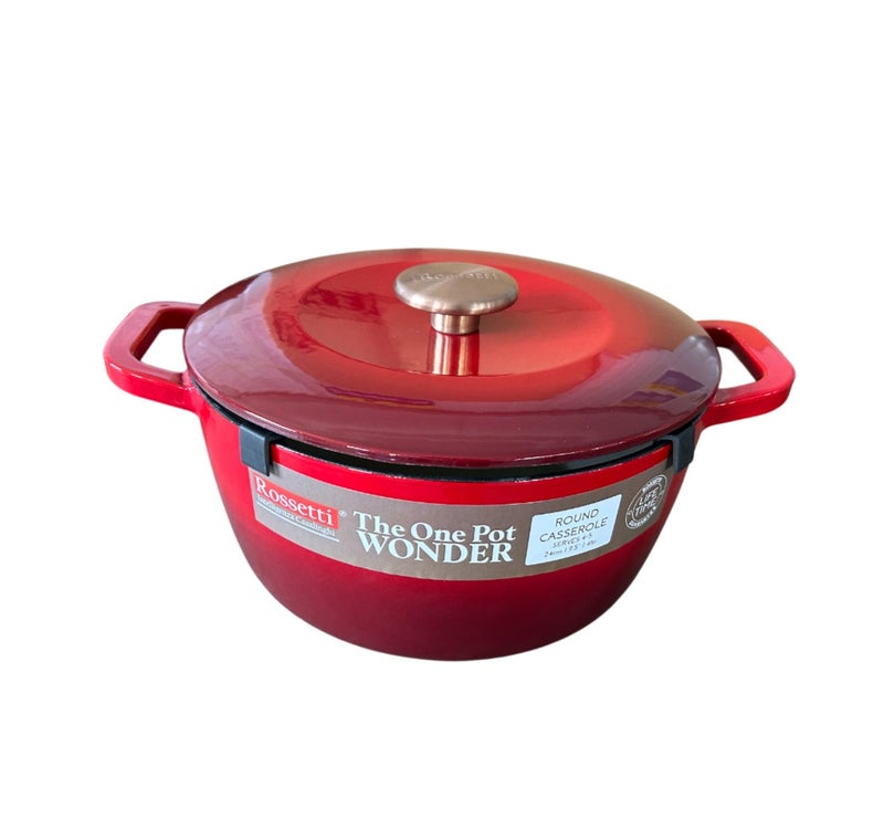 Rossetti Gusto Cast Iron 28cm Cranberry Red Round Casserole Cookware - Image 2