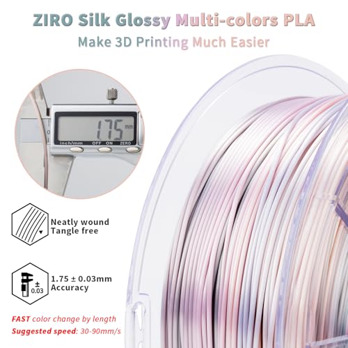 ZIRO 3D Printer Filament, Shiny PLA Fast Gradient Color Change, Glossy Color Change by Length PLA, Fit Most FDM 3D Printers, Dimensional Accuracy +/-0.03mm, 1KG/2.2lb Spool, Earth Tone(Silk) - Image 4