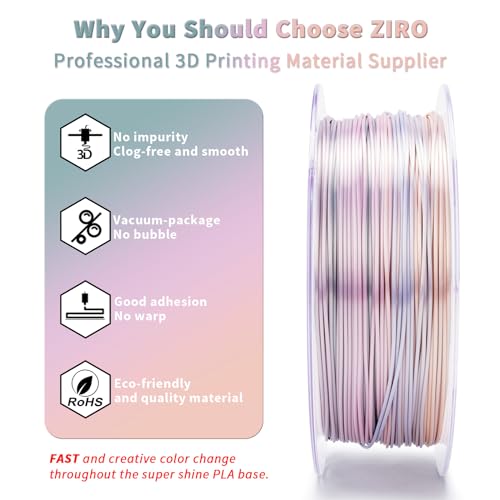 ZIRO 3D Printer Filament, Shiny PLA Fast Gradient Color Change, Glossy Color Change by Length PLA, Fit Most FDM 3D Printers, Dimensional Accuracy +/-0.03mm, 1KG/2.2lb Spool, Earth Tone(Silk) - Image 3
