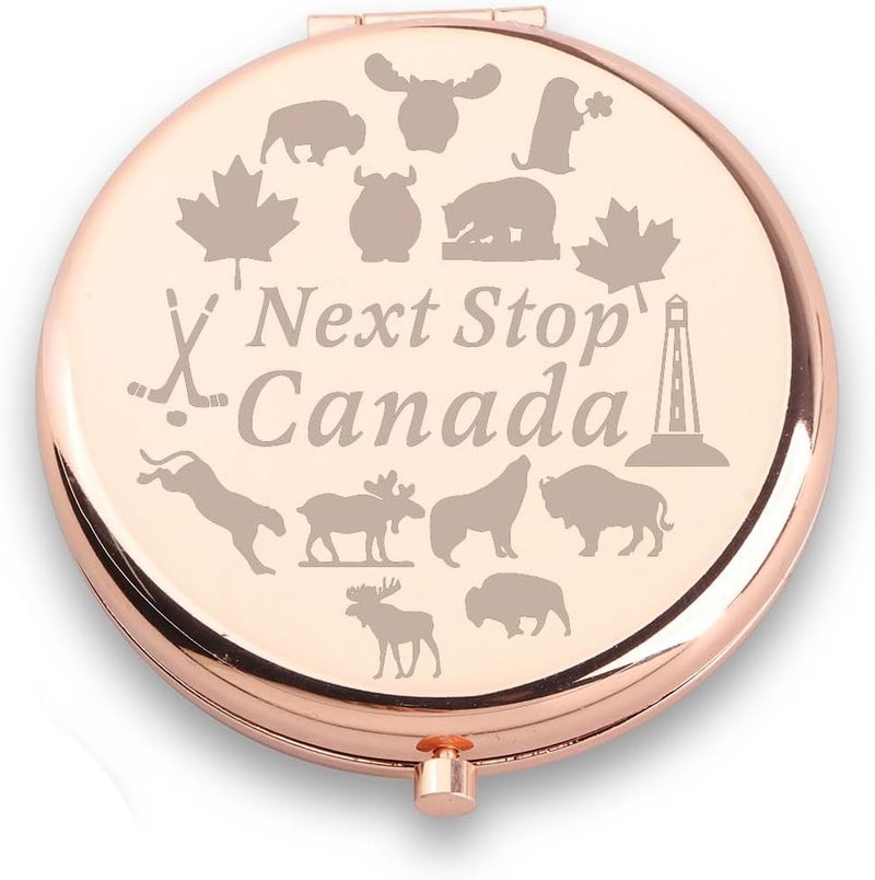 WUSUANED Canada Travel Makeup Mirror Next Stop Canada Mirror Canada Souvenirs Gift Canada Pride Gift Canadian Trip Gifts (Canada Travel Mirror)