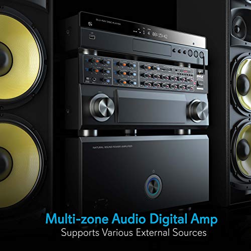 Pyle 12-Channel Wireless Bluetooth Power Amplifier - 6000 Watts Maximum Power Output, Multi-Zone Audio Source Mixer Receiver with USB, SD, AUX Inputs, and Digital LED Display Panel - PT12050CH.5 - Image 5