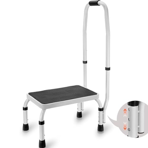 VEVOR Step Stool 1Step 330lbs Capacity 3 Adjustable Height with Handle Steel Step Ladder Portable Toddler Step Stools for Adults NonSlip Sturdy Step Ladders for Office RVs Pets - Image 1