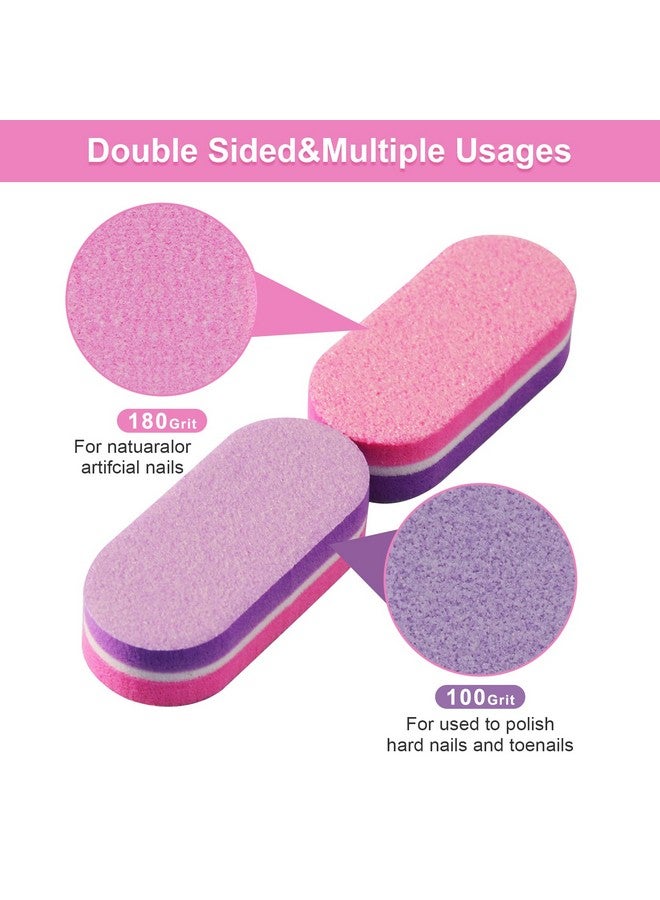 Diesisa Mini Nail Buffers 40Pc 100180 Grit Sponge Mini Nail Files Bulk For Acrylic Nails Buffer Block Nail Filemini Bulk Nail Buffers Double Sided For Manicure Tools Pinkpurple - Image 2