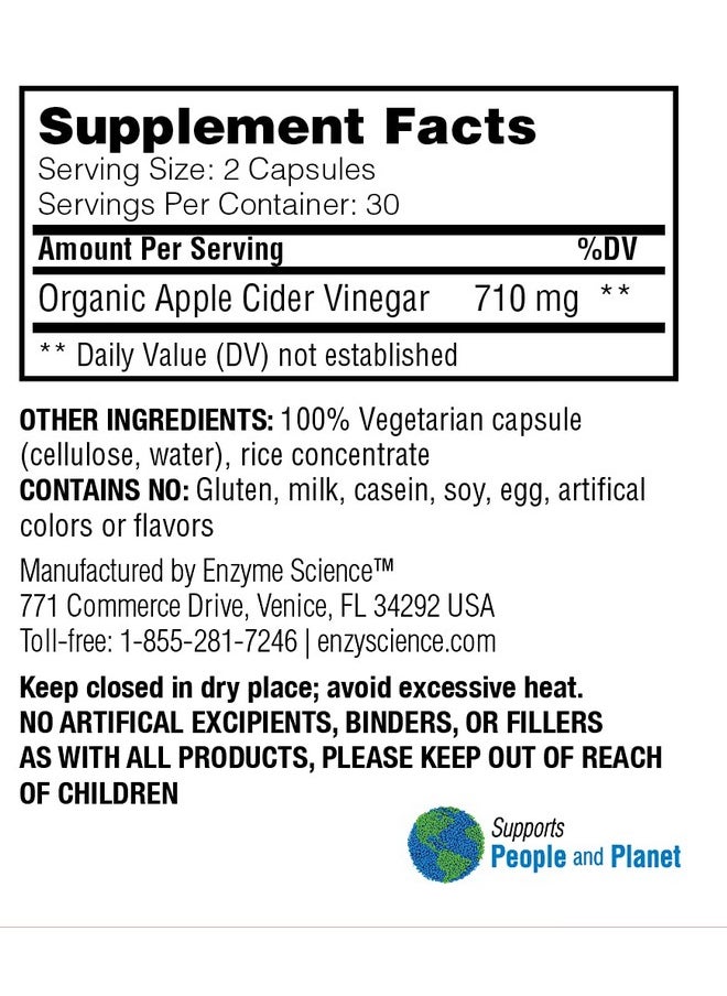 Enzyme Science Enzyme Science Apple Cider Vinegar, 60 Capsules - Organic ACV Supplement, for Digestive Health  - Image 2