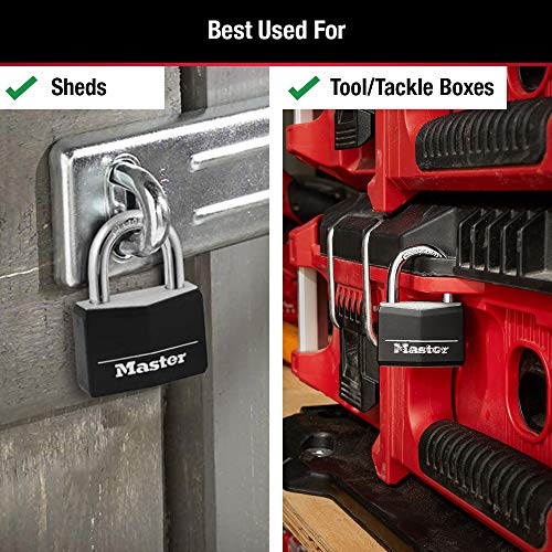 Master Lock Black Covered Aluminum Padlock, Gym Locker Lock with Key for Indoor or Outdoor Use with Vinyl Weather Resistant Cover, 141D - Image 4