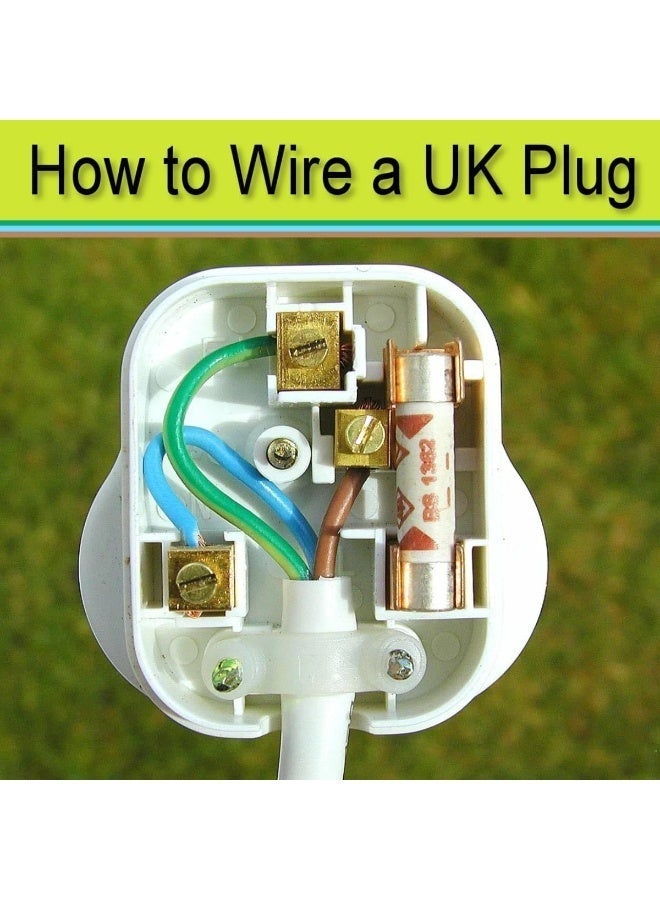 ماستربلاج Masterplug فيشة كهربائية بريطانية 3 أطراف 13 أمبير مع فيوز، قابلة لإعادة التوصيل مع مثبت للسلك، لون أبيض، قابس كهربائي BS 1363 للأجهزة المنزلية - Image 4
