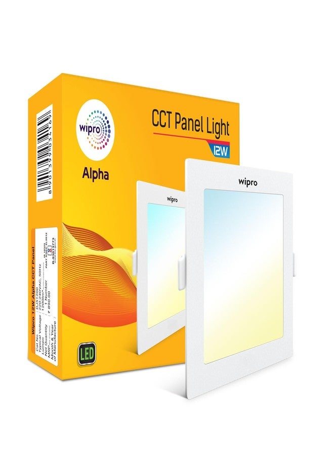 Wipro 12w Square LED Alpha Panel | 3 in 1 (Colour Changing)(Cool Day White/Neutral White/Warm White) | Recessed Down Light for False Ceiling | Cutout - 125mm | Pack of 1 - Image 1