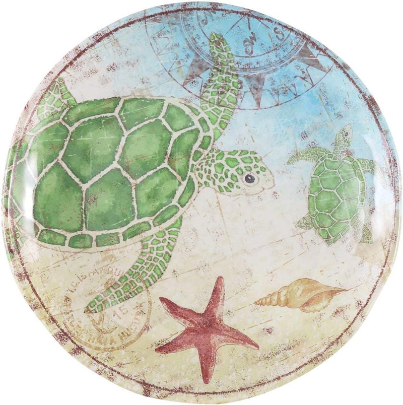 UP UPware Sea Turtle Melamine Round Dessert Plates Small Serving Plates for Appetizer Snacks and Side Dishes Multicolor 6 Inch Set of 4 - Image 3