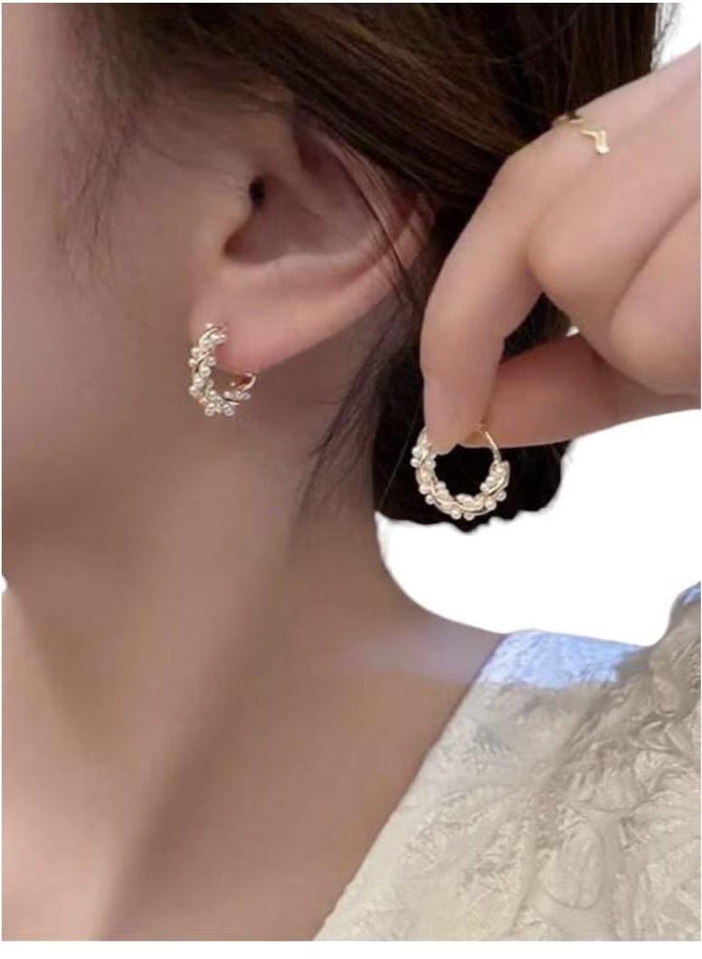 New Luxury Mixed Copper Luxury Loop Earrings with Artificial Pearl for Women  - Image 1
