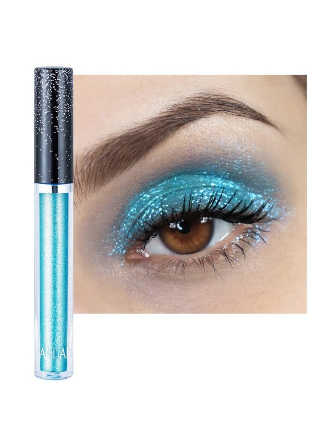 DekRion Glitter Eyeshadows, Liquid Eyeshadows, Long-lasting Liquid Glitter Eyeshadows, Shimmer-Eyeshadows, Metals-Gloss-Sparkling Silver, Gold High-pigmented Colorful Glitter Eye Shadows(08#Light-Blue) - Image 1
