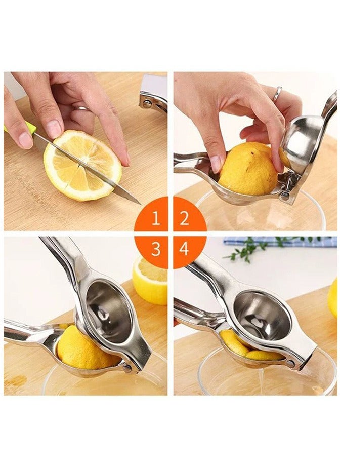 Lemon Squeezer Stainless Steel Lemon Juicer Handheld Lemon Juicer and Lime Squeezer Silver  - Image 2