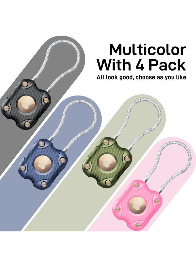 2 Pieces Apple AirTag Holder with Wire Cable, Secure Lock AirTag Keyring, IP67 Waterproof, 360°Hard Protective AirTag (Pink and Green) - Image 5