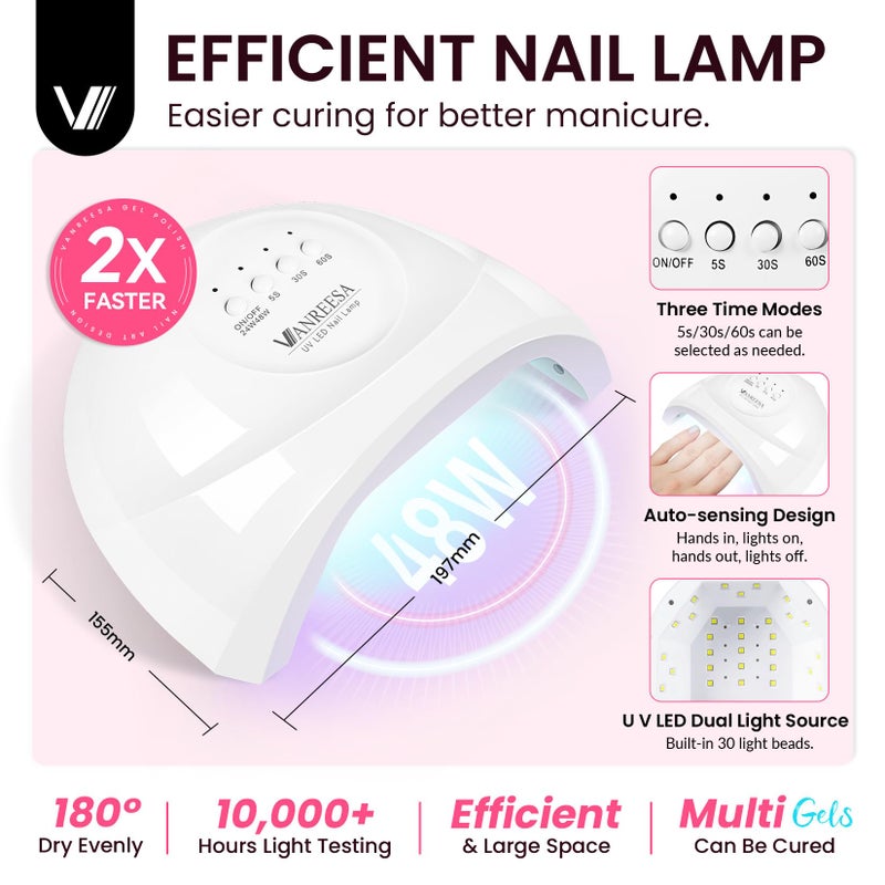 VANREESA Gel Nail Polish Kit with U V Light 53 Pcs Gel Polish Nail Set 36 Colors Nail Polish Set + Base and 4 Effects Top Coat with Manicure Tools Complete DIY Nail Kit Gifts for Women Girls - Image 4