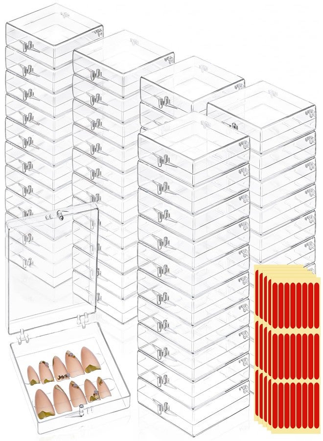 SHENLIU 50 Pack Press on Nails Packaging Box, Clear Acrylic Press on Nail Storage Box with 120 Adhesive Double Sided Tape, Fake Nails Storage Case Nail Display for NailArt Salon Business Supplies - Image 1