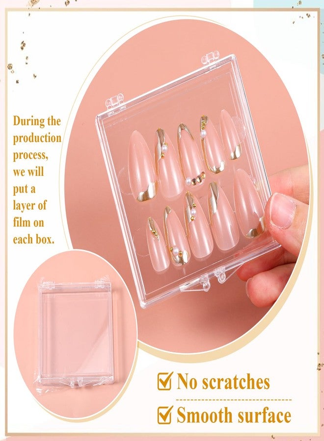 SHENLIU 50 Pack Press on Nails Packaging Box, Clear Acrylic Press on Nail Storage Box with 120 Adhesive Double Sided Tape, Fake Nails Storage Case Nail Display for NailArt Salon Business Supplies - Image 4