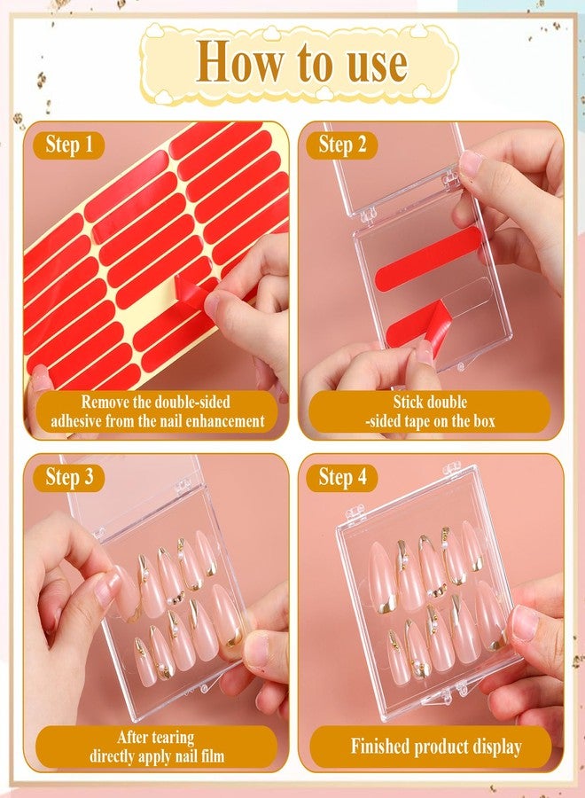 SHENLIU 50 Pack Press on Nails Packaging Box, Clear Acrylic Press on Nail Storage Box with 120 Adhesive Double Sided Tape, Fake Nails Storage Case Nail Display for NailArt Salon Business Supplies - Image 3