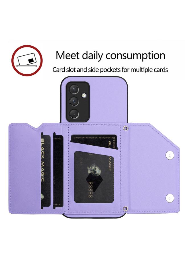 S-TOP Case For Samsung Galaxy A54 5G Skin Feel Four Card Slots Phone Case with Wrist Strap - Image 5