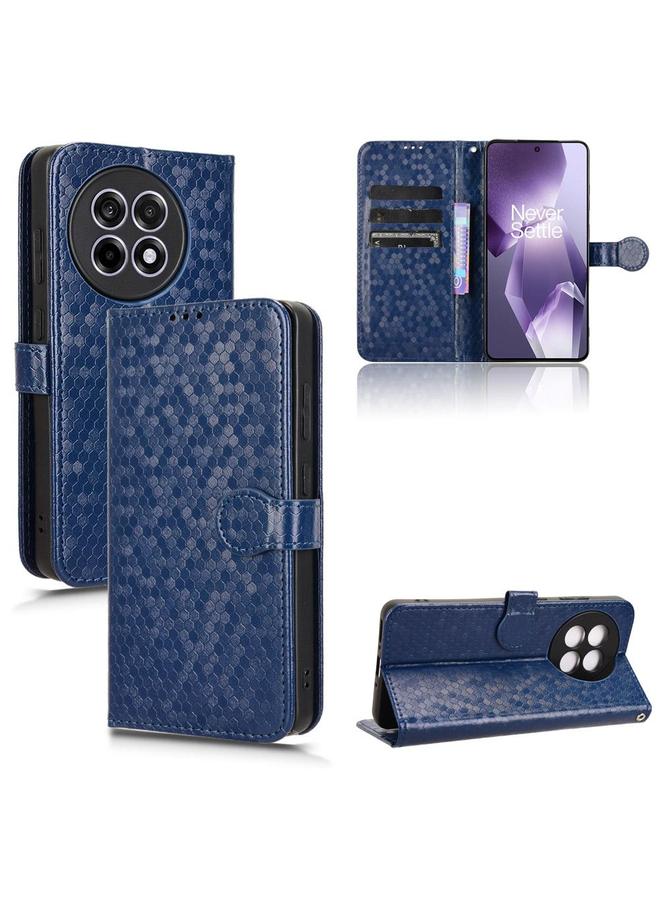 Zaboon For OnePlus Ace 5 / Ace 5 Pro Honeycomb Dot Texture Leather Phone Case(Blue) 