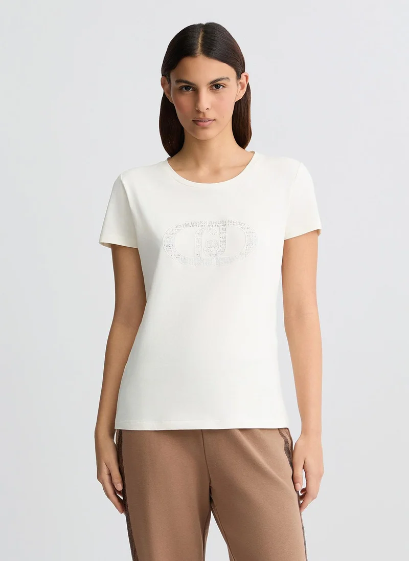 Liu Jo T-shirt with logo and gemstones