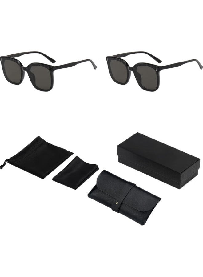 Bai Xiaoshe Sunglasses-127 [Black Frame With Rice Beads, 2 Pairs Of Premium Style + Gift], Sun Protection Glasses, Gm Face-Slimming Effect, Driving Sunglasses - Image 1