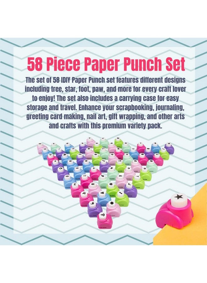 SCS Direct Scrapbook Paper Punch - 58pc Mini Paper Hole Punchers w Case - All Different Crafting Shape Designs -Hole Punch for Greeting Cards, Scrapbooking, Arts & Crafts, School Projects for Kids & Adults, Gift  - Image 2