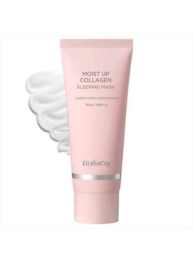 elishacoy Moist Up Collagen Sleeping Face Mask Skincare, Hydrating, brightening Sleep Mask for Overnight Face Cream with Vitamin E, Korean Face Masks for Skin care, Anti Aging Moisture 50ML, 1.69fl.oz - Image 1