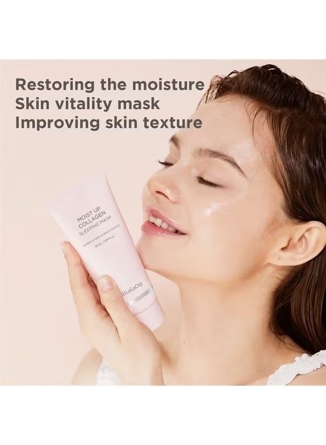 elishacoy Moist Up Collagen Sleeping Face Mask Skincare, Hydrating, brightening Sleep Mask for Overnight Face Cream with Vitamin E, Korean Face Masks for Skin care, Anti Aging Moisture 50ML, 1.69fl.oz - Image 3