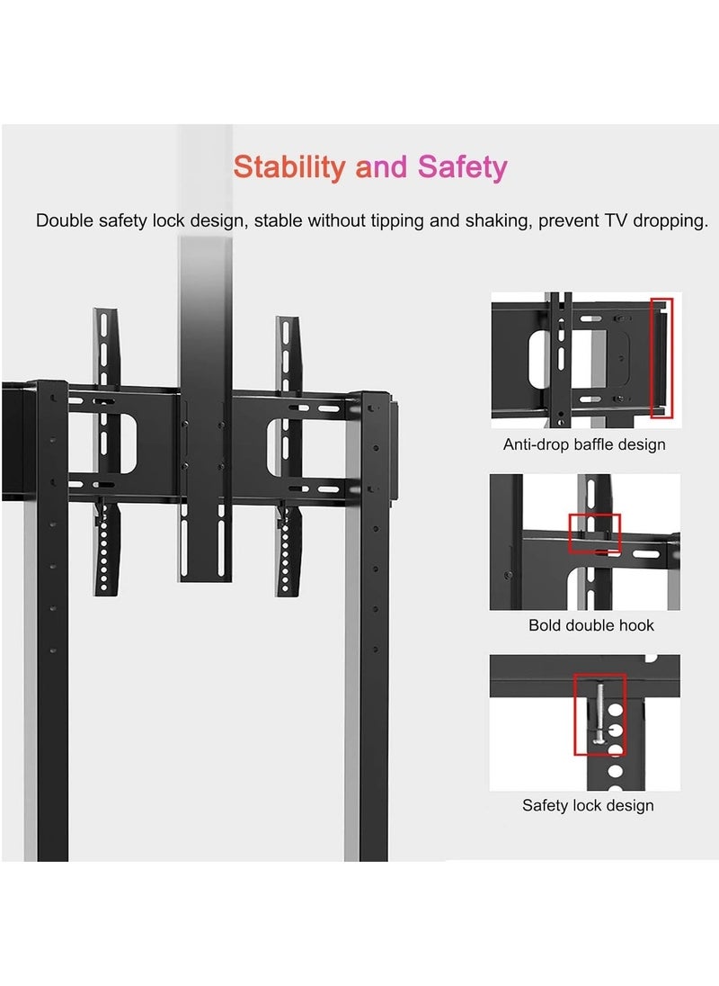 HYX - "HYX Mobile TV Stand – Rolling Cart for 32-75 Inch LCD/LED TVs, Height Adjustable with Shelf, Max VESA 600x400mm" - Image 1