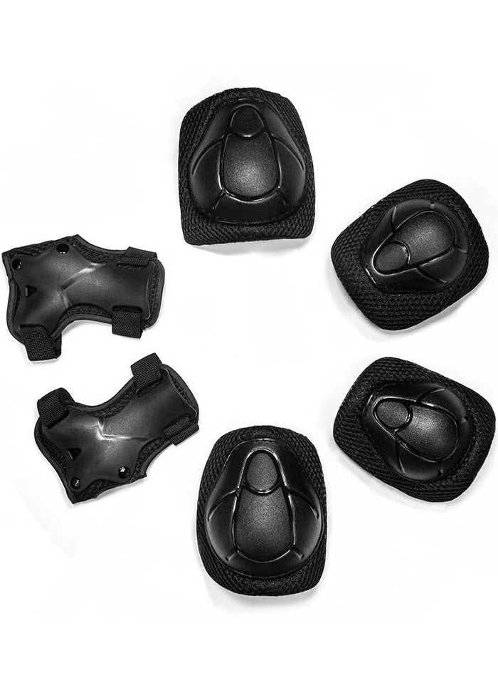 Roller Skating Protective Gear Children's Helmet Set for Riding Elbow Wristband Skateboard Skates Balance Bike Helmet Knee Pads 7 Pieces - Black (S for 2-8years old) - Image 2