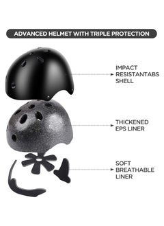 Generic Roller Skating Protective Gear Children's Helmet Set for Riding Elbow Wristband Skateboard Skates Balance Bike Helmet Knee Pads 7 Pieces - Black (S for 2-8years old)  - Image 4