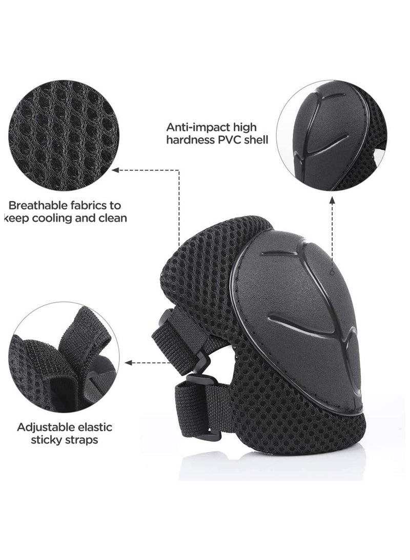 Roller Skating Protective Gear Children's Helmet Set for Riding Elbow Wristband Skateboard Skates Balance Bike Helmet Knee Pads 7 Pieces - Black (S for 2-8years old) - Image 5