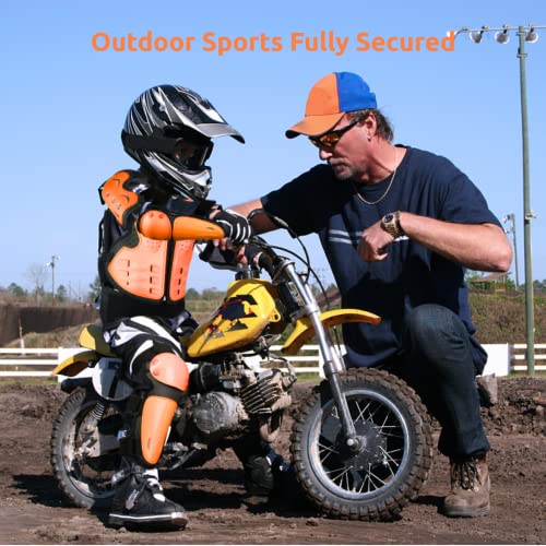 JUSTDOLIFE Youth Dirt Bike Gear, JUSTDOLIFE 5 PCS Motorcycle Armbor Protection Jacket, Kids Motorcycle Armor with Knee Pads Elbow Pads Chest Protector Racing for Outdoor Sports (Orange) - Image 2