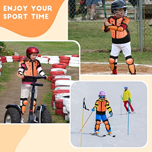JUSTDOLIFE Youth Dirt Bike Gear, JUSTDOLIFE 5 PCS Motorcycle Armbor Protection Jacket, Kids Motorcycle Armor with Knee Pads Elbow Pads Chest Protector Racing for Outdoor Sports (Orange) - Image 5
