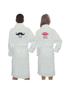 Embroidered For You (White) Luxury(His Moustache & Her Lips)Personalized Bathrobe-Set of 2,100% cotton,Highly Absorbent and Quick dry,Classic Hotel and Spa Quality Bath Linen 400 Gsm - pzsku/Z829382F4659FEDDDAACAZ/45/_/1678543116/1e421be5-2341-4091-aaa6-18b3511e4a53