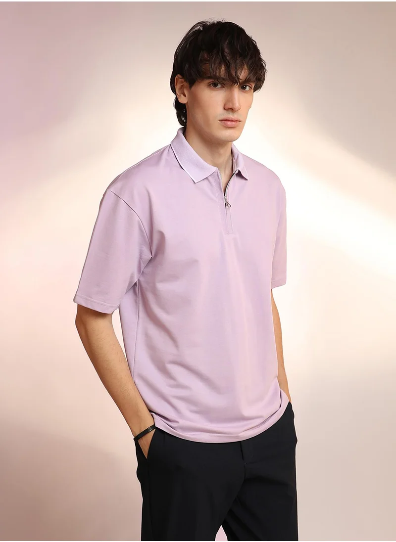 كامبوس سوترا Men's Lilac Solid Polo T-Shirt