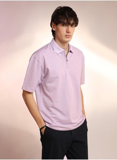 كامبوس سوترا Men's Lilac Solid Polo T-Shirt  - Image 2