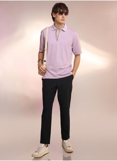 كامبوس سوترا Men's Lilac Solid Polo T-Shirt  - Image 5