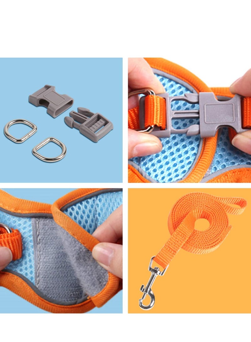 Reflective Cat Harness Vest for Dogs Rabbits No Pull Step in Lock Pet Harness Escape Proof Breathable Mesh Harness with Leash Set for Kitten Puppy Small Animals Walking Training Running Outdoor - Image 3