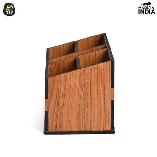 Gift Kya De Remote Stand with 5 Sections | GKD Wooden Remote Holder for Living Room, TV, and AC | Stationary Organizer | 5 in 1 | Ideal for Home and Office, Housewarming Gift (Brown Butterfly) - Image 5