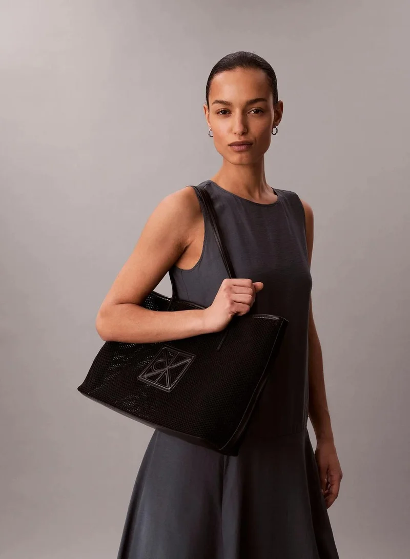 Calvin Klein Black Emblem Logo Mesh Tote Bag for Women | Best Price UAE