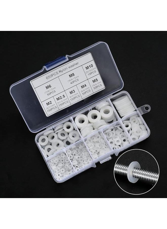 yongsheng - 500 Pcs White Nylon Flat Washer Assortment Kit,Round Flat Nylon Washers for Household Commercial Appliances Electrical Connections - Image 1