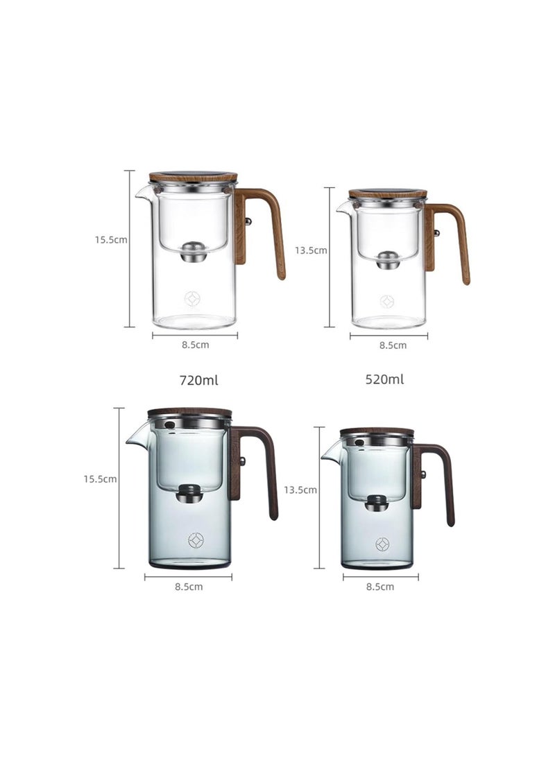 silvercnc - Enchanti Tea Pot Witchcraft Teapot, Water Separation Glass Teapot with Wooden Handle with 2pc Tea Cup, Clear Glass Tea Pot with Infuser Strainer (Transparent,720ml) - Image 1