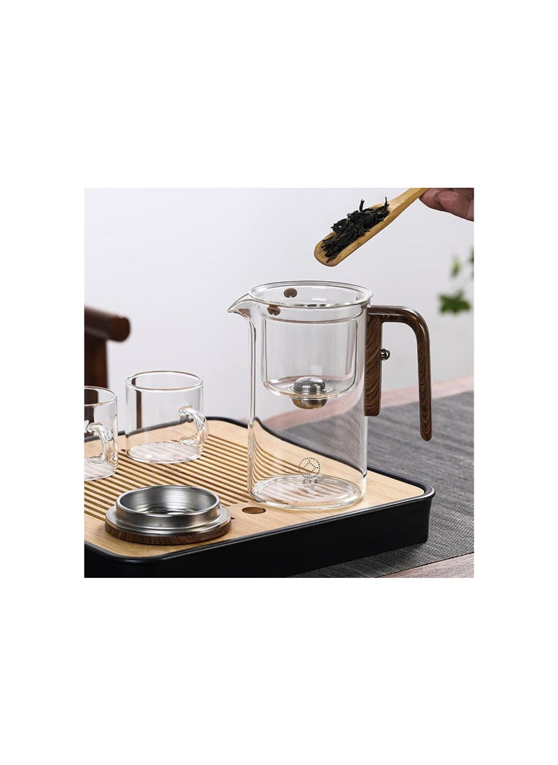 silvercnc - Enchanti Tea Pot Witchcraft Teapot, Water Separation Glass Teapot with Wooden Handle with 2pc Tea Cup, Clear Glass Tea Pot with Infuser Strainer (Transparent,720ml) - Image 1