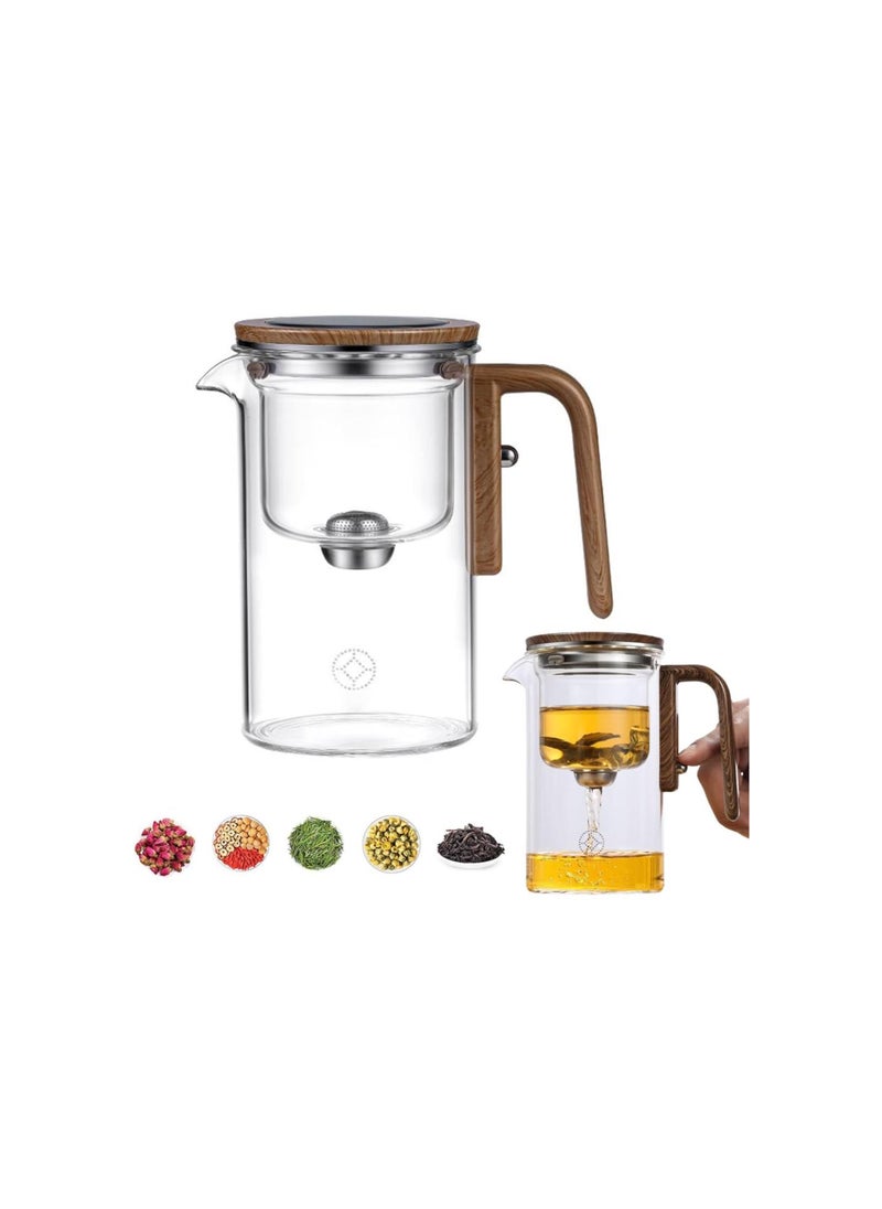 silvercnc - Enchanti Tea Pot Witchcraft Teapot, Water Separation Glass Teapot with Wooden Handle with 2pc Tea Cup, Clear Glass Tea Pot with Infuser Strainer (Transparent,720ml) - Image 1