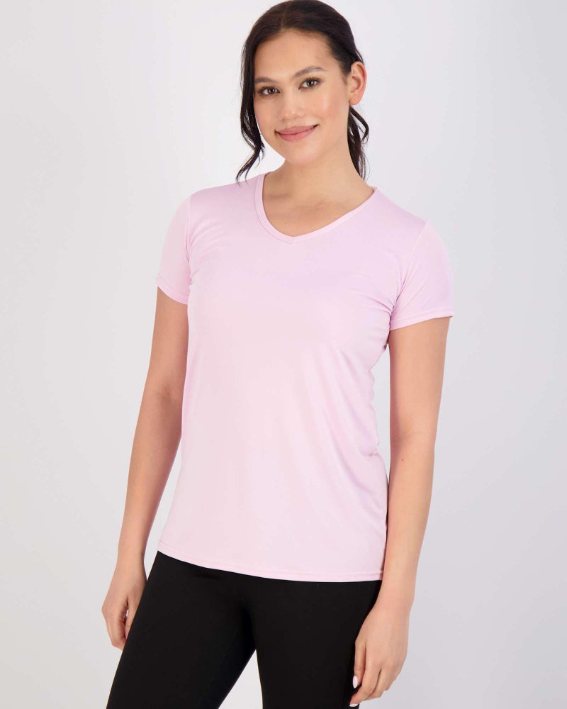 REALESSENTIALS Real Essentials 5 Pack: Women's Dry Fit Short Sleeve V Neck Workout Top - Fitness Pilates Gym Athletic Yoga T-Shirt (Plus Available), Set 16, XL - Image 2
