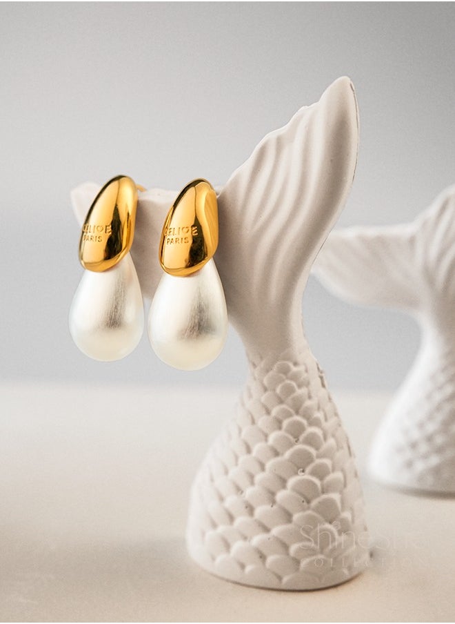 ShineShe Earring【Water Drop Shining】French Niche Design Color-Blocking Water Drop High-End Fashion Pearl Earrings  - Image 5