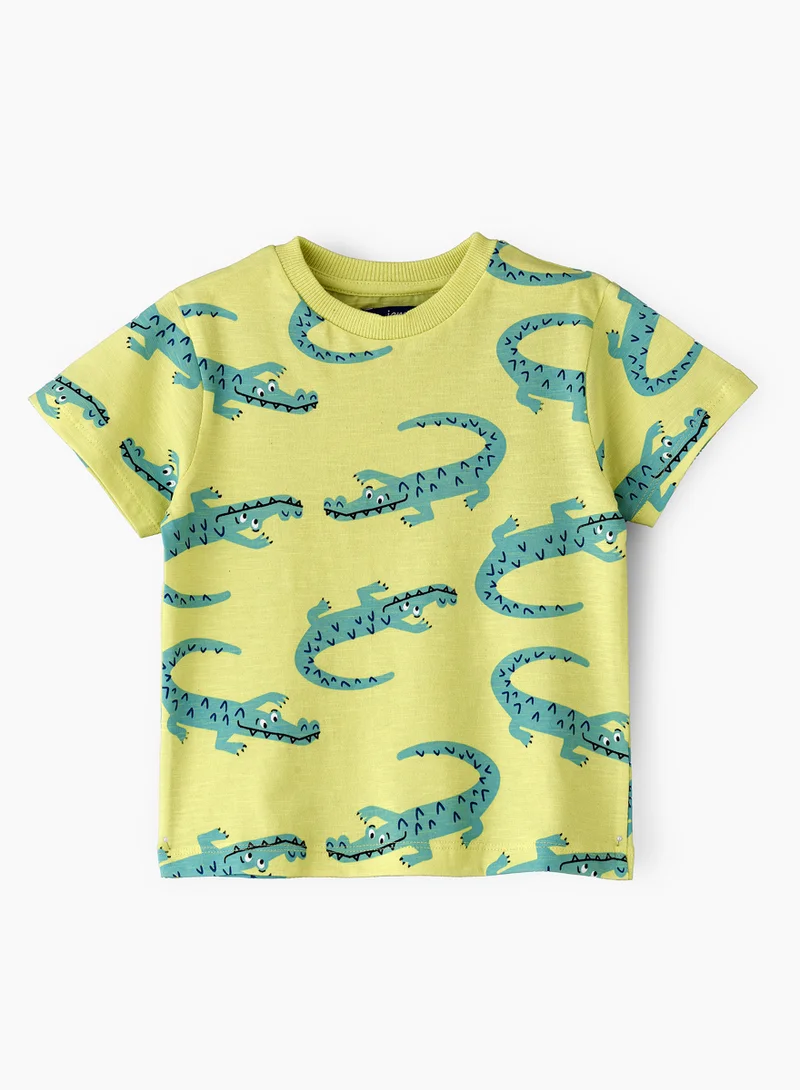 جام تيشيرت قطن بطبعة تمساح للأولاد