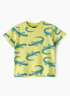 Boys' Green Alligator Print Cotton T-Shirt